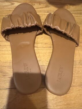 J. Crew Tan Ruched Slide Sandals